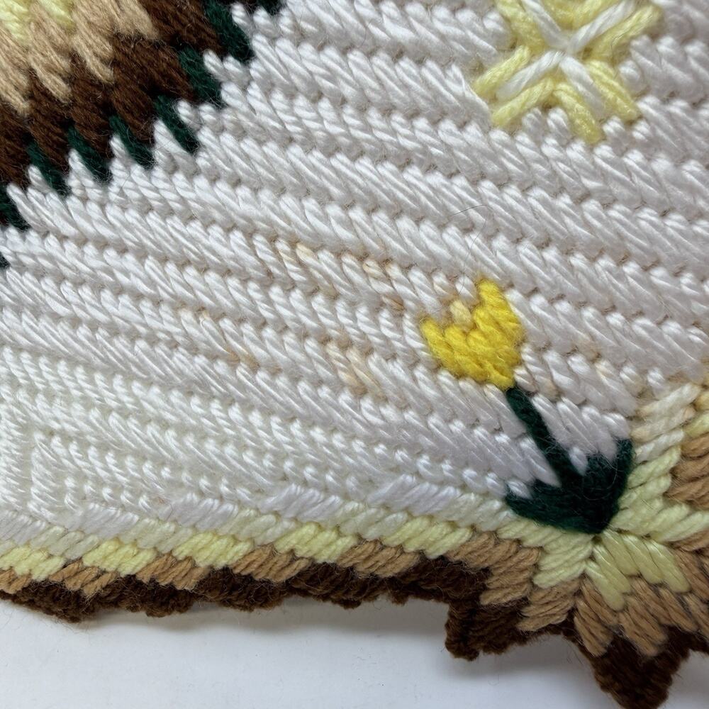 VTG Placemats Quilted Star Needlepoint Set of 4 Retro 70s Kitchen Table TULIPS - Picture 7 of 9